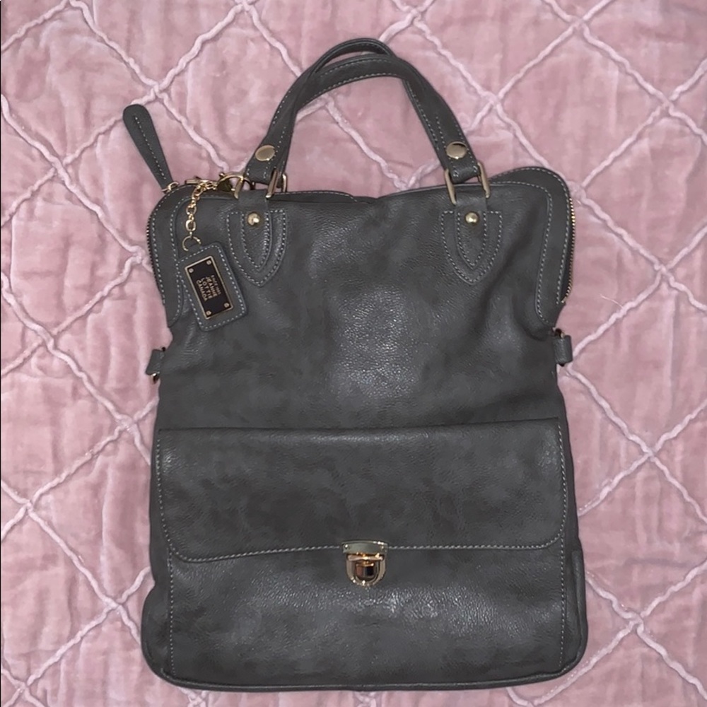 Grey Leather Laptop Bag